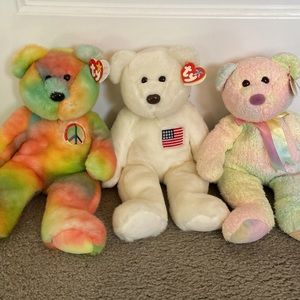 Ty Beanie Buddies Peace, Libearty, and Groovy Lot of 3